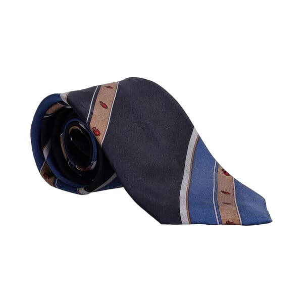 Vintage Silk Striped Tie Blue/Beige