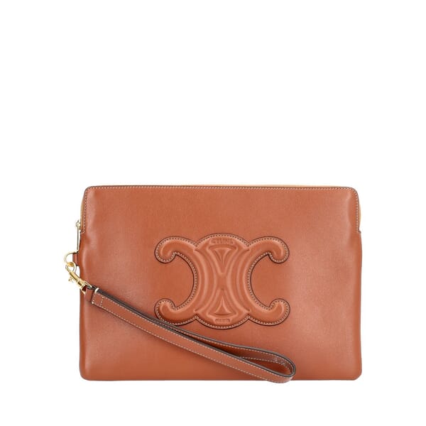 CELINE Leather Triomphe Small Pouch Camel | Luxity
