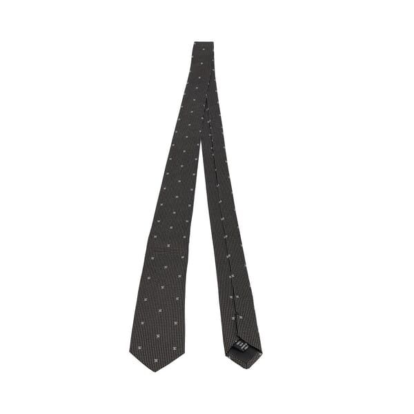 Vintage Silk Logo Polka Dot Tie Black
