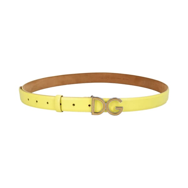 Leather Logo Belt Yellow - S: 100 (40)