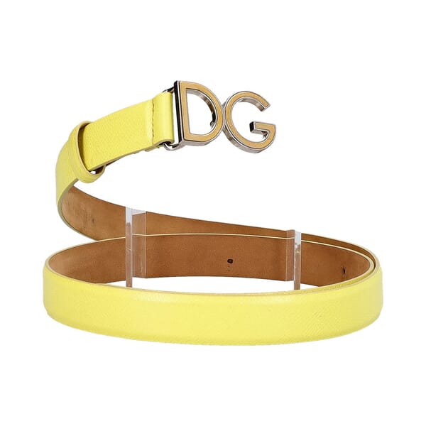 Leather Logo Belt Yellow - S: 100 (40)