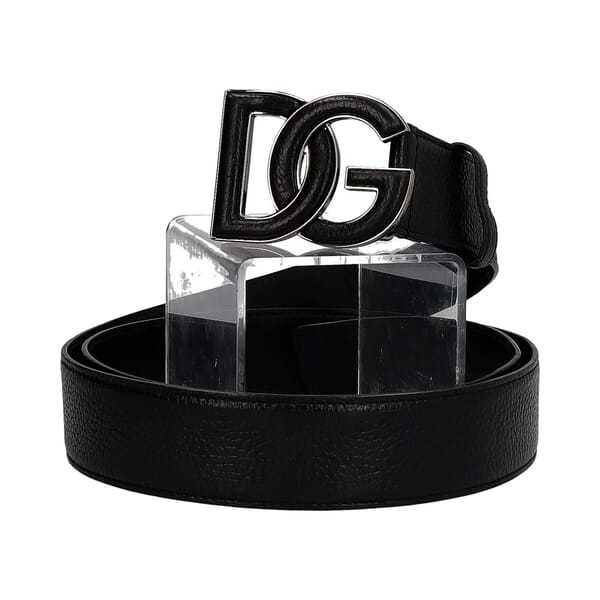 Leather DG Buckle Belt Black - S: 120 (40)
