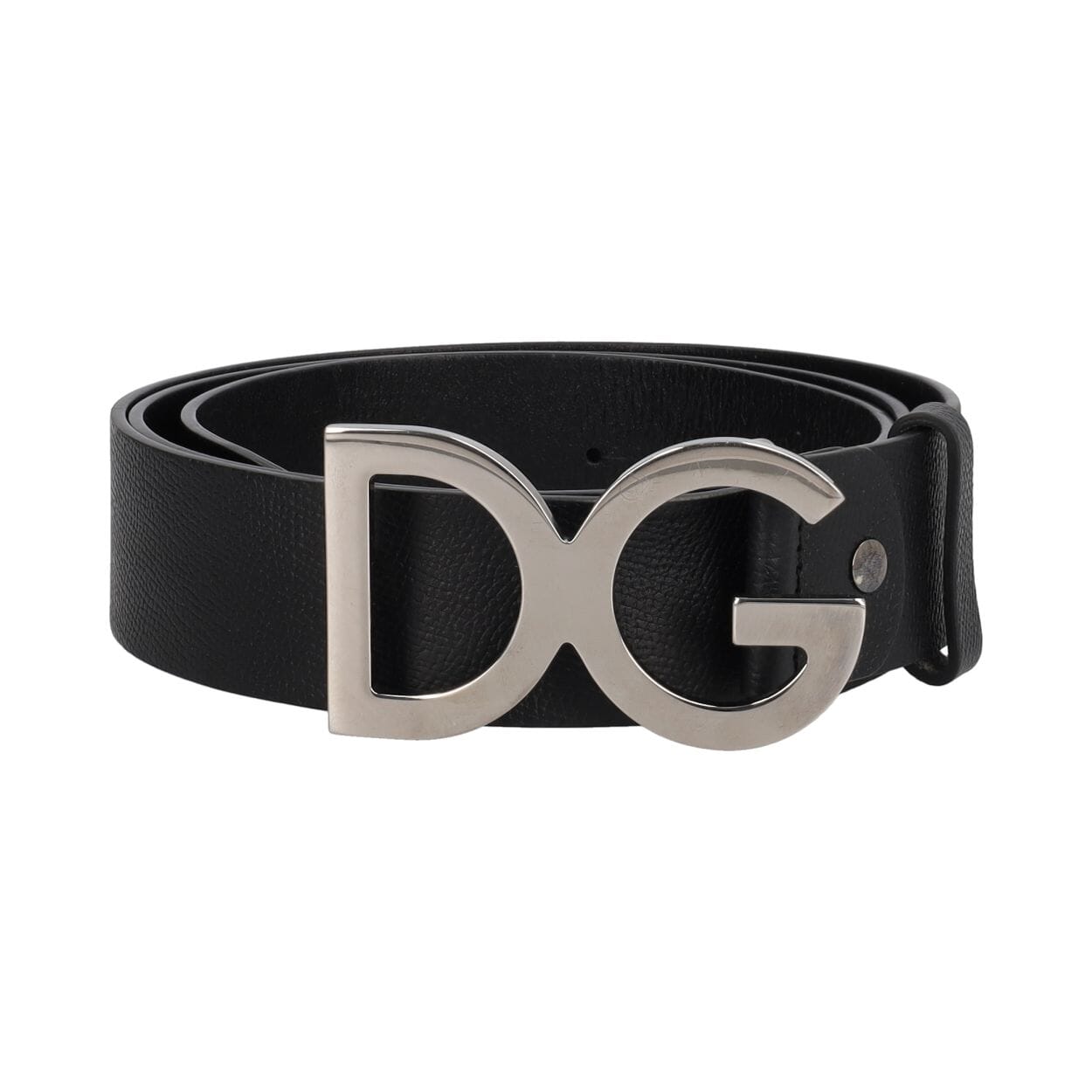 Leather DG Logo Belt Black - S: 115 (46)