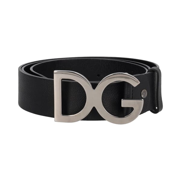 Leather DG Logo Belt Black - S: 115 (46)