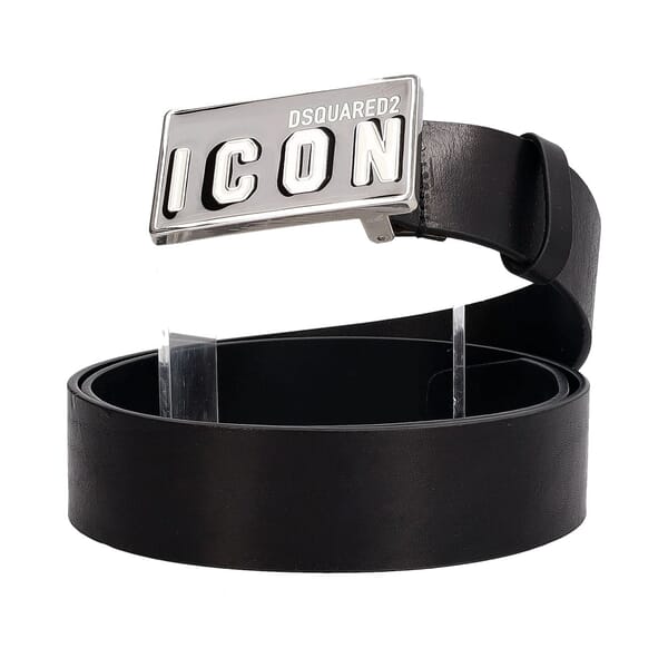 Leather Icon Logo Belt Black - S: 100 (40)