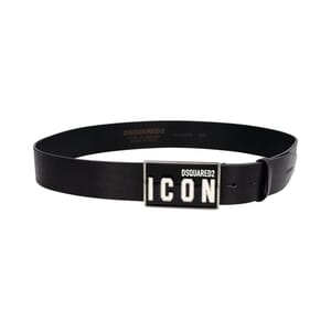 Leather Icon Logo Belt Black - S: 100 (40)