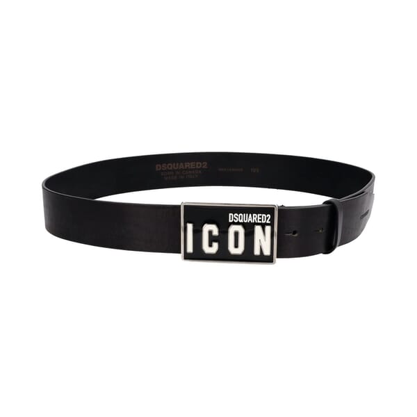Leather Icon Logo Belt Black - S: 100 (40)
