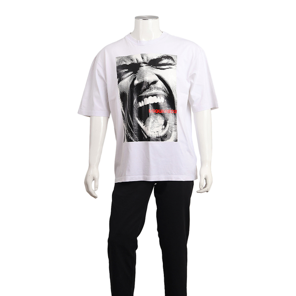 Cotton Printed Loose Fit T-Shirt White