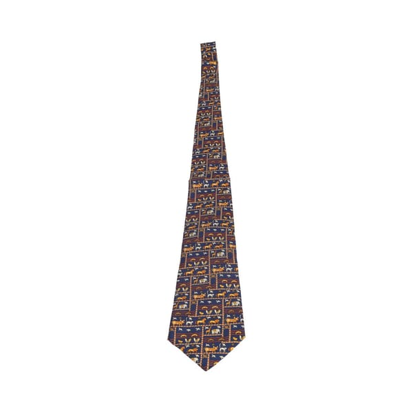 Silk Animal Print Tie Navy