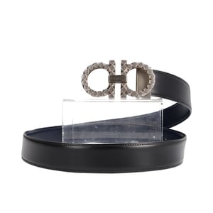 Leather Gancini Belt Black/Navy - S: 90 (36), view 2