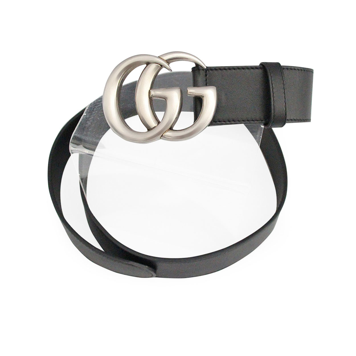 GUCCI Leather GG Buckle Belt Black/Silver - S: 100 (40) | Luxity