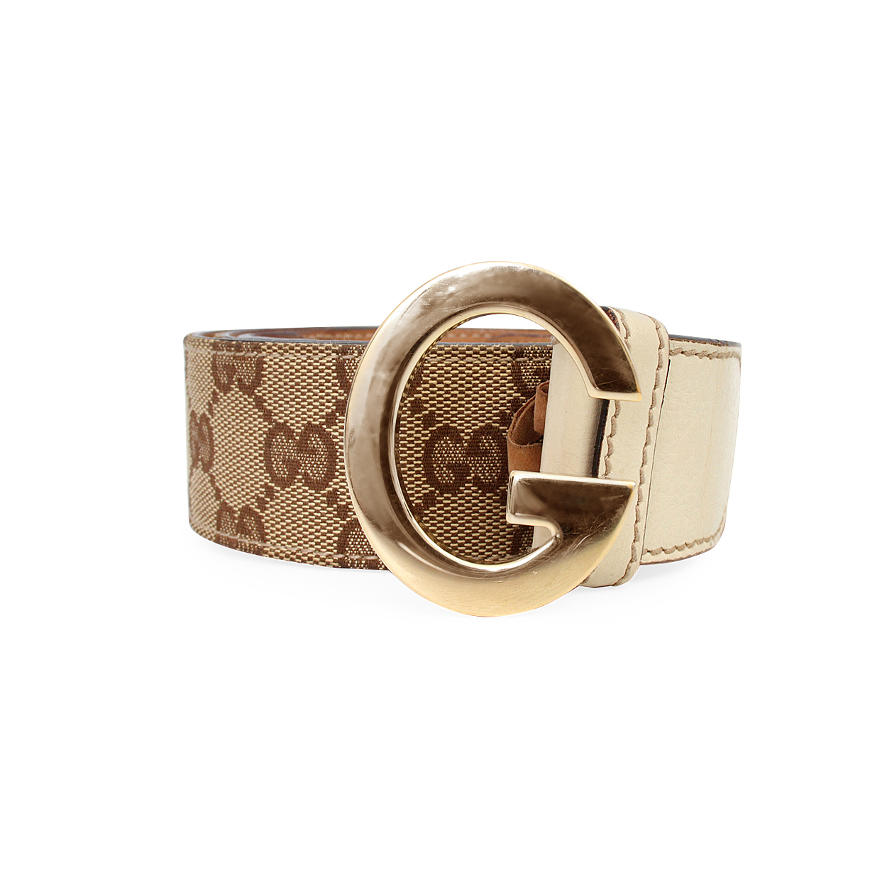 GUCCI Vintage G Buckle Belt Off White/Beige - S: 95 (38) | Luxity