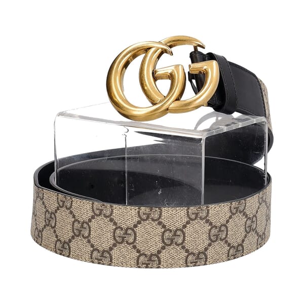 Leather/Supreme GG Marmont Belt Black/Beige/Ebony - S: 85 (34)
