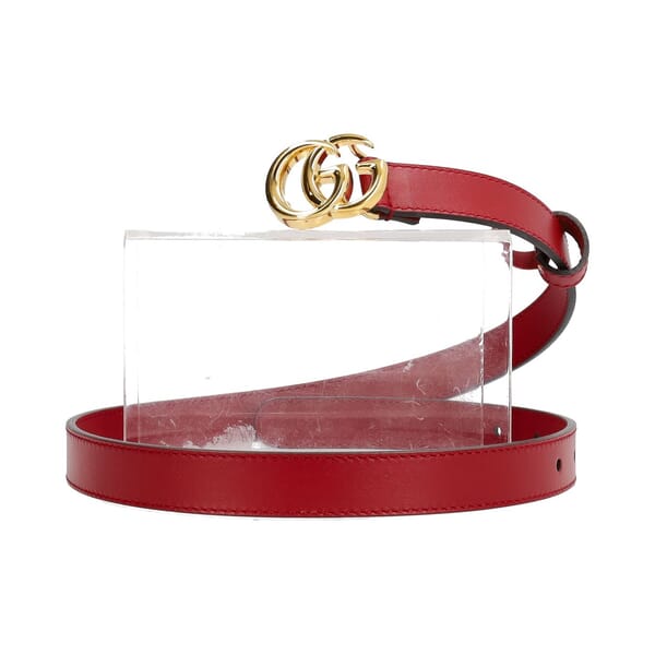 Leather GG Marmont Thin Belt Burgundy - S: 70 (28)