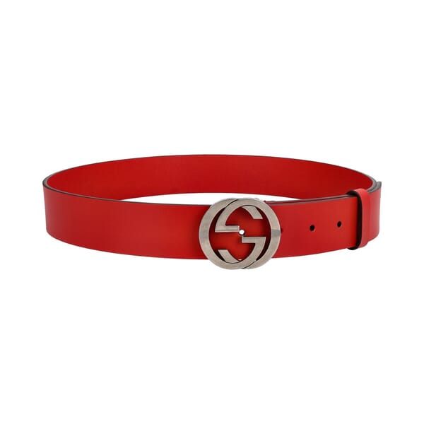 Leather Interlocking G Belt Red - S: 85 (34)