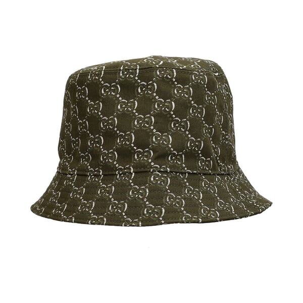 Cotton Jacquard GG Bucket Hat Military Green