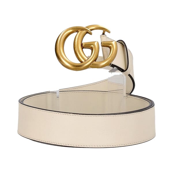 Leather GG Marmont Belt White - S: 105 (42)