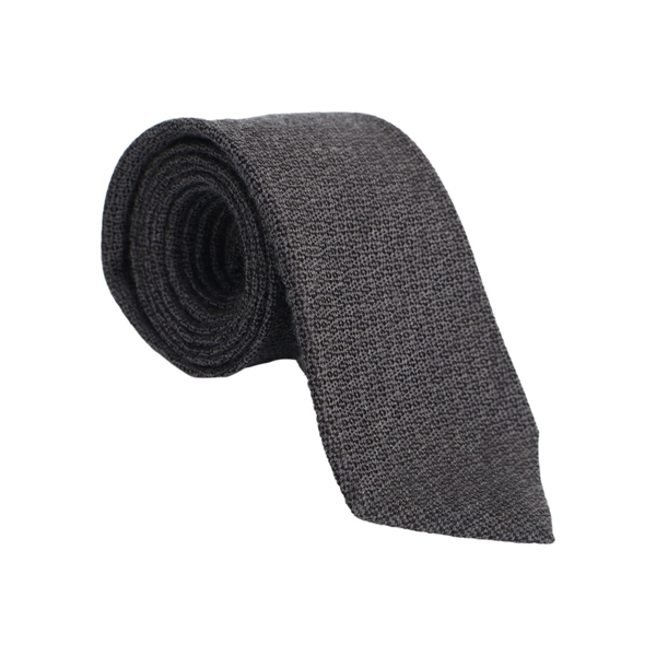 Silk/Wool Tiger Embroidered Tie Grey