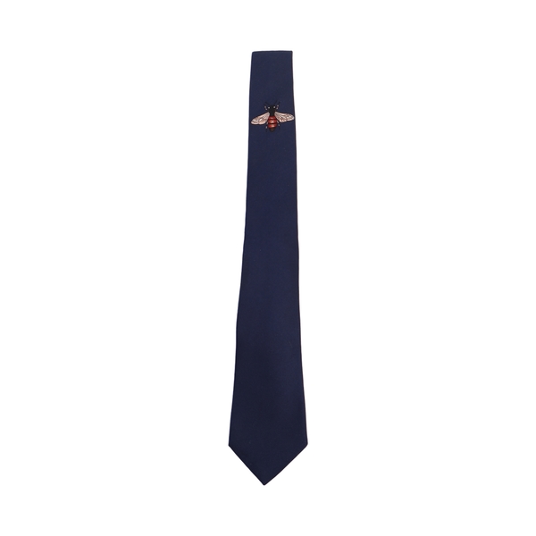 Silk Bee Embroidered Tie Navy