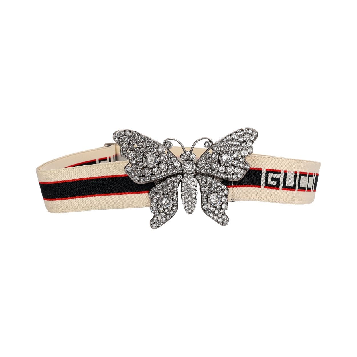 Elastic Crystal Embellished Butterfly Belt Cream/Black - S: 95(38)