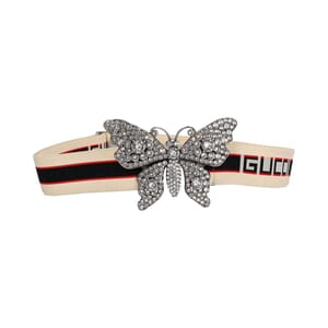 Elastic Crystal Embellished Butterfly Belt Cream/Black - S: 95(38)