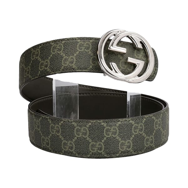 Coated Canvas GG Reversible Belt Forest Green - S: 105 (42)