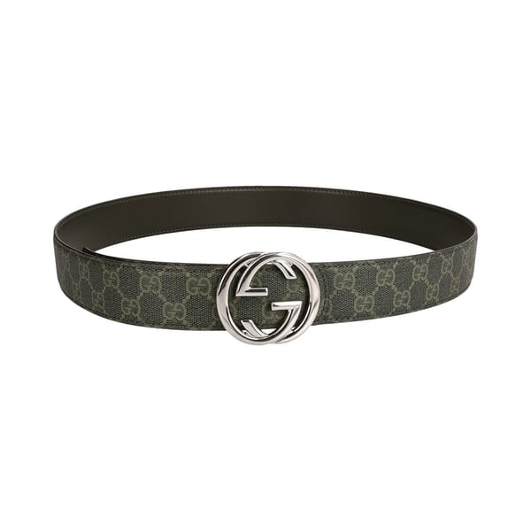 Coated Canvas GG Reversible Belt Forest Green - S: 105 (42)