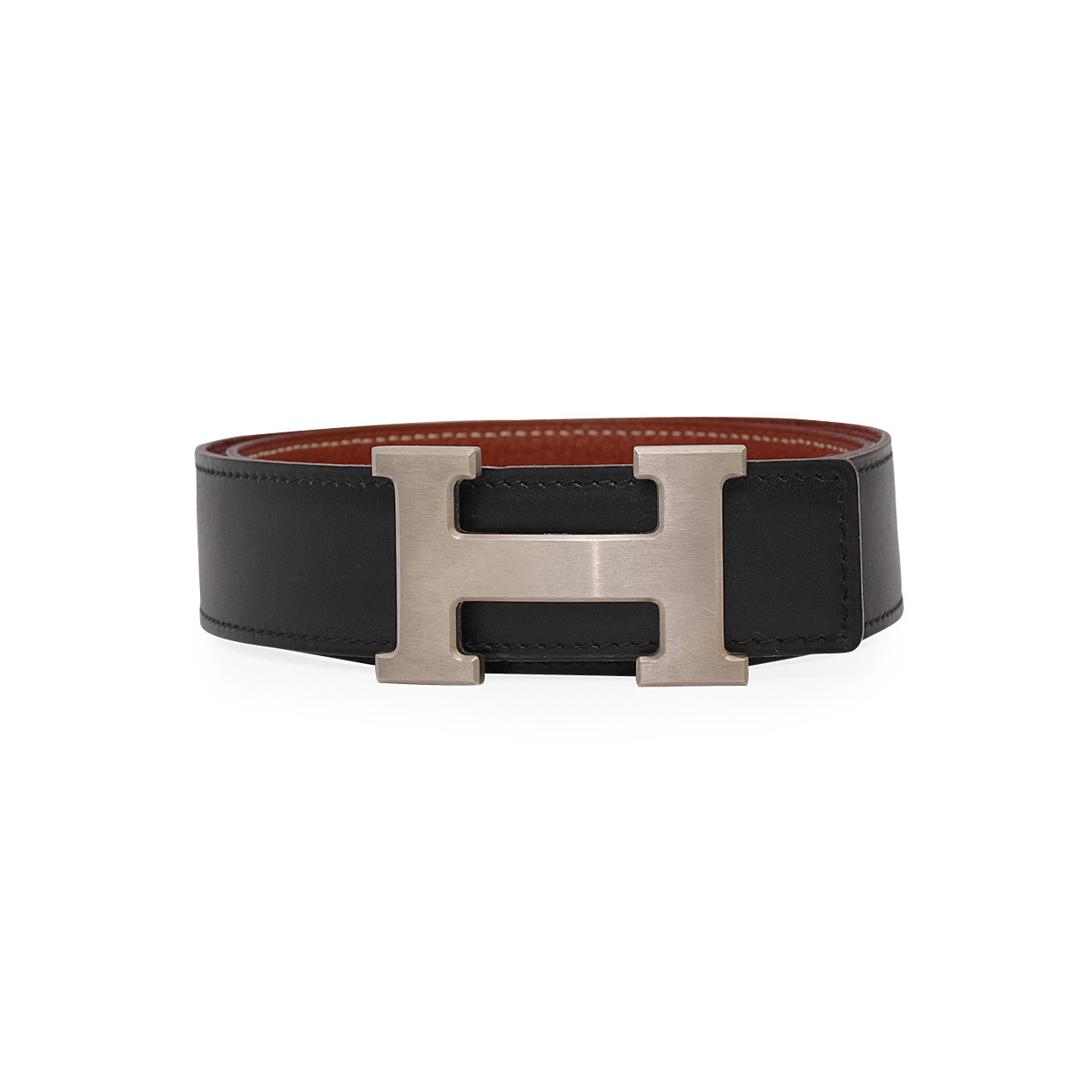HERMÈS バーガンディ ベルト 70 HERMES Leather H Buckle Reversible Belt Brown/Black - S: 70 (28