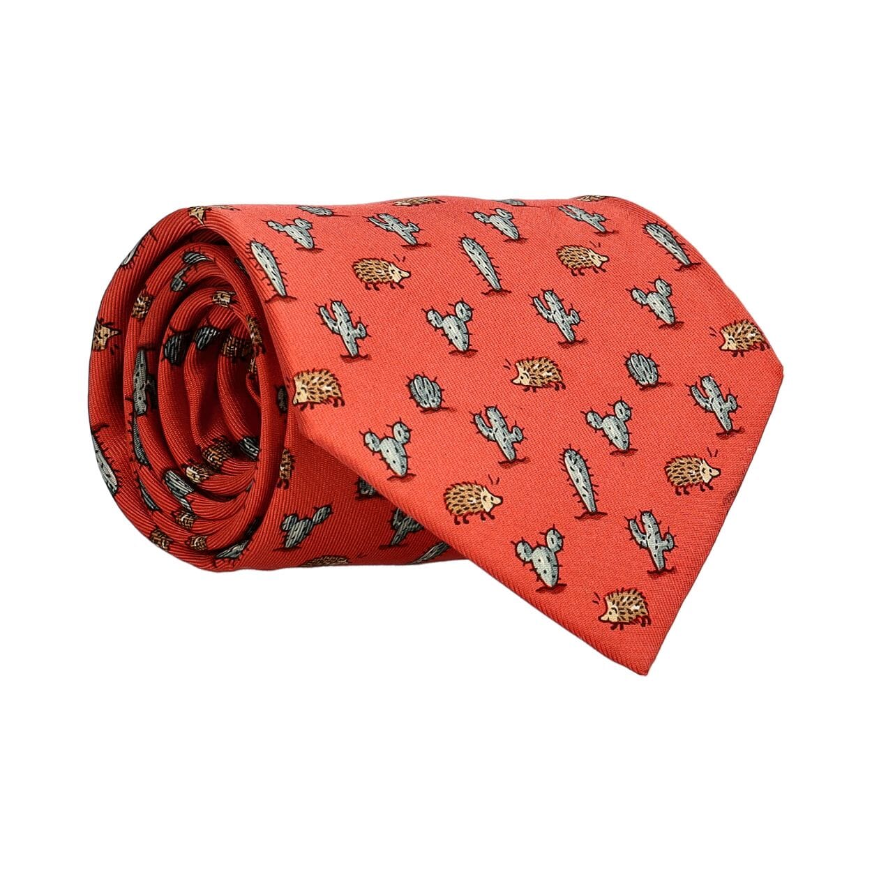 Silk Hedgehog/Cacti Tie Red