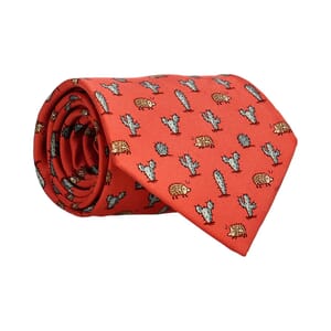 Silk Hedgehog/Cacti Tie Red
