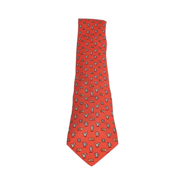 Silk Hedgehog/Cacti Tie Red