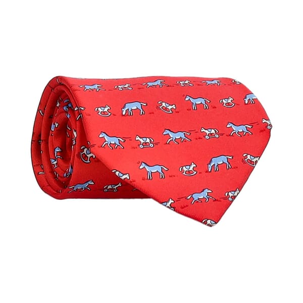 Silk Rocking Horse Tie Red