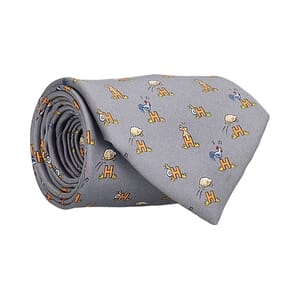 Silk Jumping Sheep Tie Grey