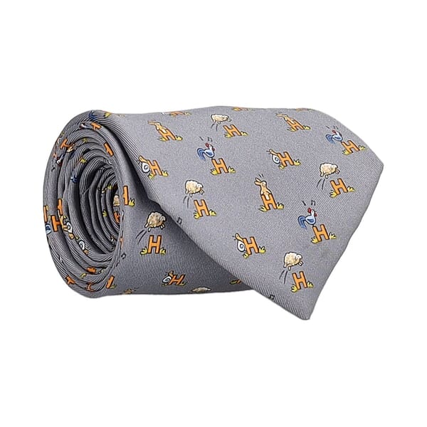 Silk Jumping Sheep Tie Grey