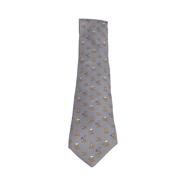 Silk Jumping Sheep Tie Grey
