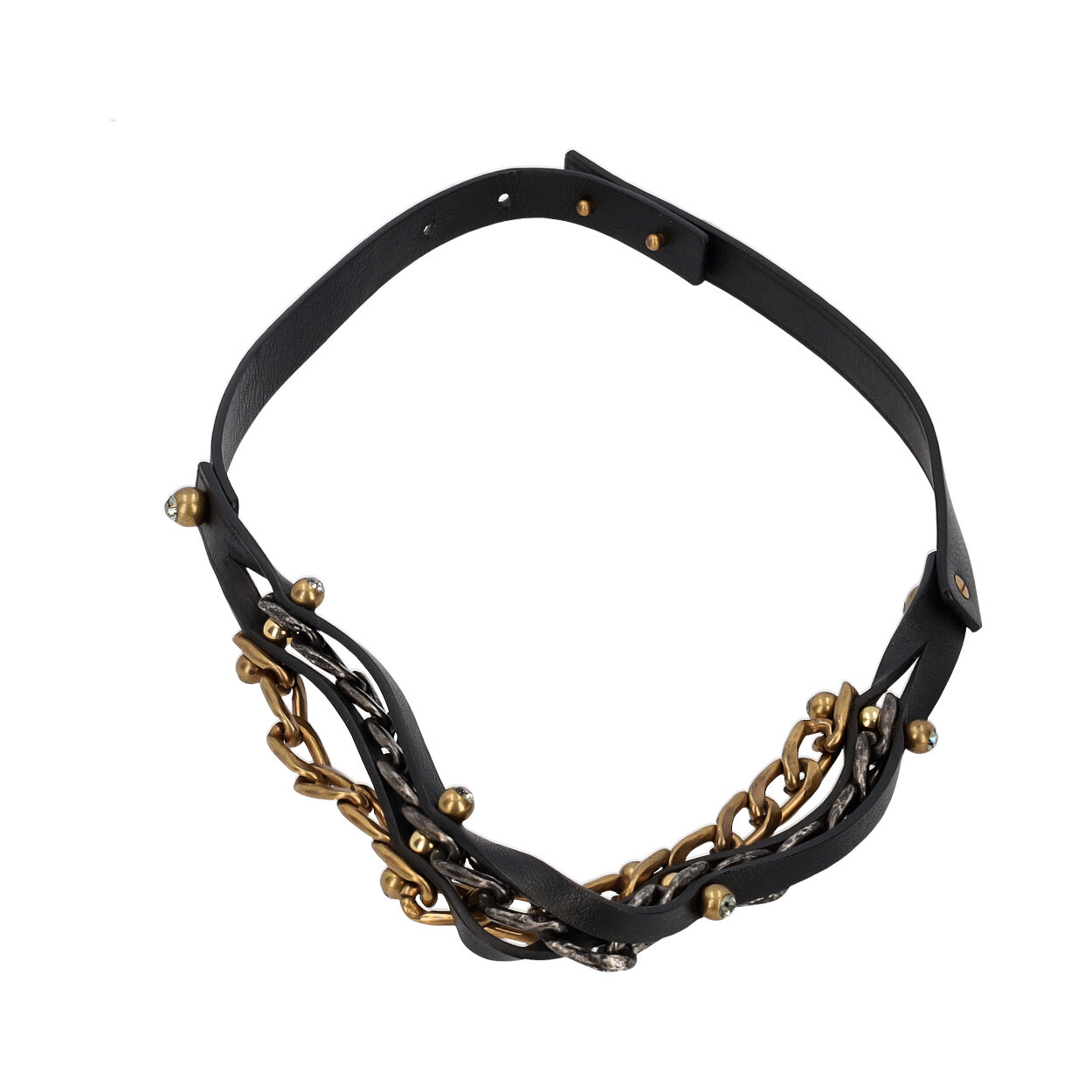 LANVIN Leather/Chain Crystal Belt Black - S: 75 (30) | Luxity display picture 1