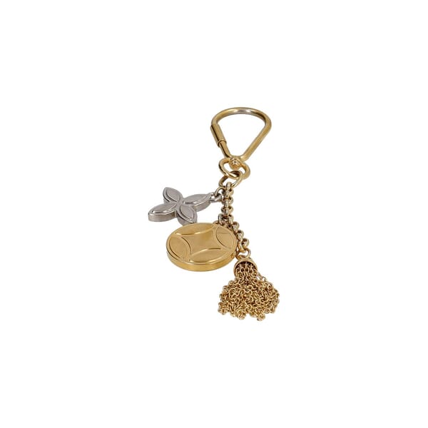 Ice Flower Bag Charm/Key Holder Gold Tone