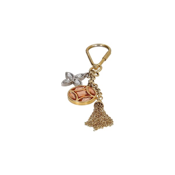 Ice Flower Bag Charm/Key Holder Gold Tone