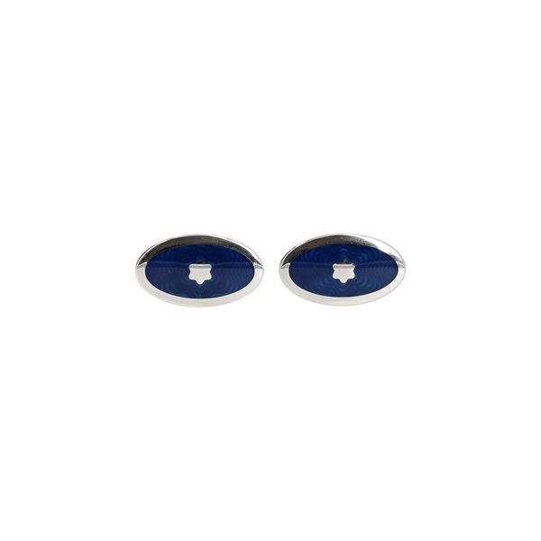 Stainless Steel Oval Cufflinks Blue