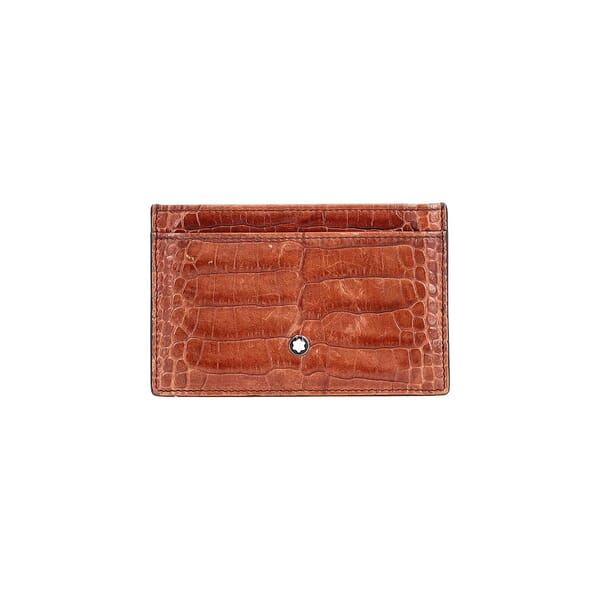 Croc Embossed Card Holder Brown