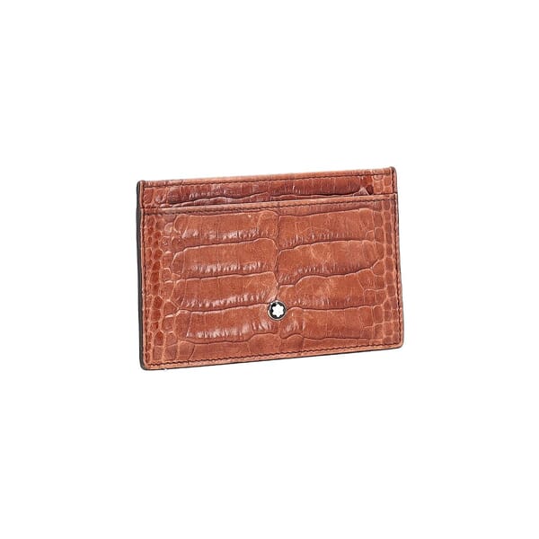 Croc Embossed Card Holder Brown