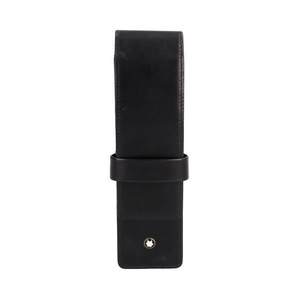 Leather Two Pen Pouch Black