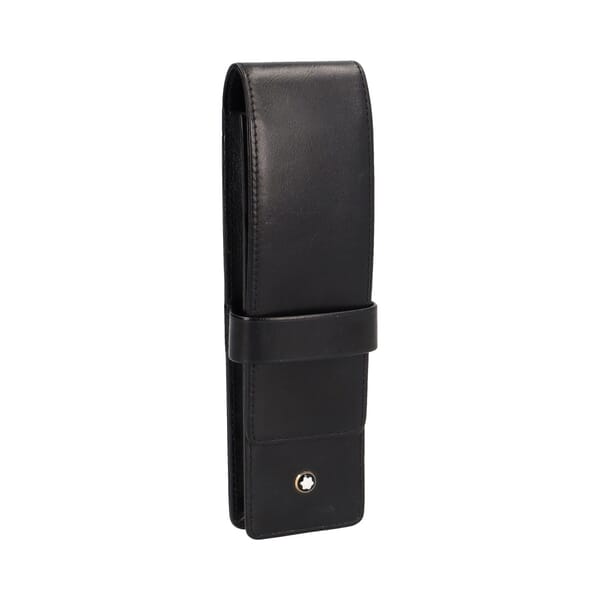 Leather Two Pen Pouch Black