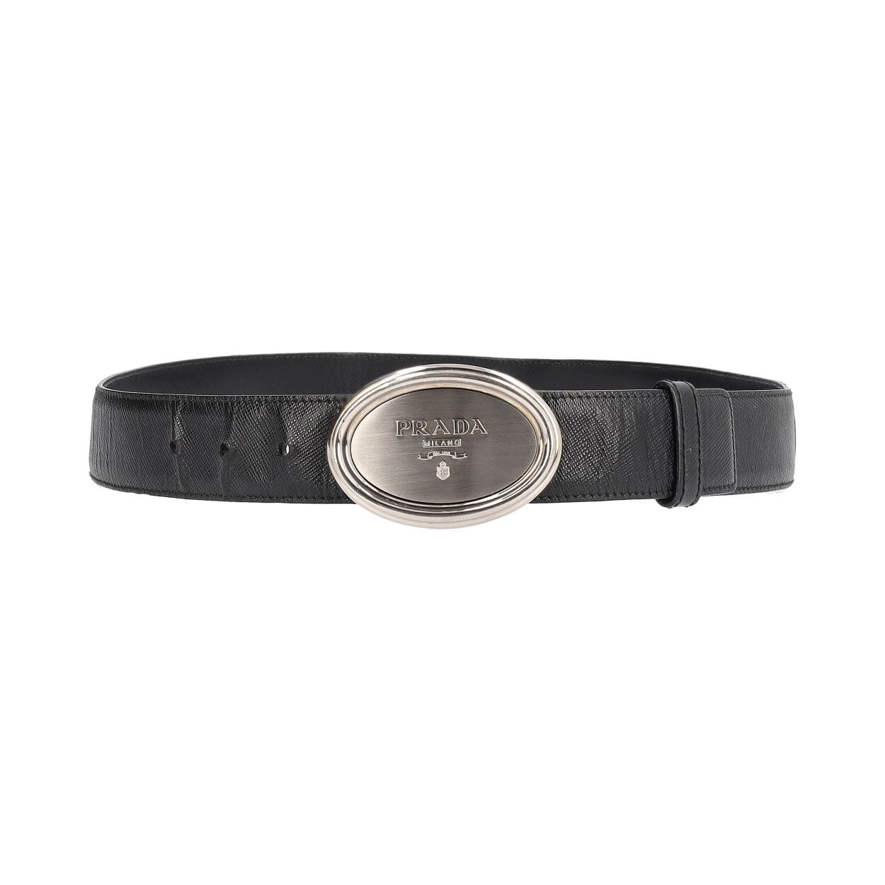 PRADA Leather Oval Logo Belt Black - S: 90 (36) | Luxity