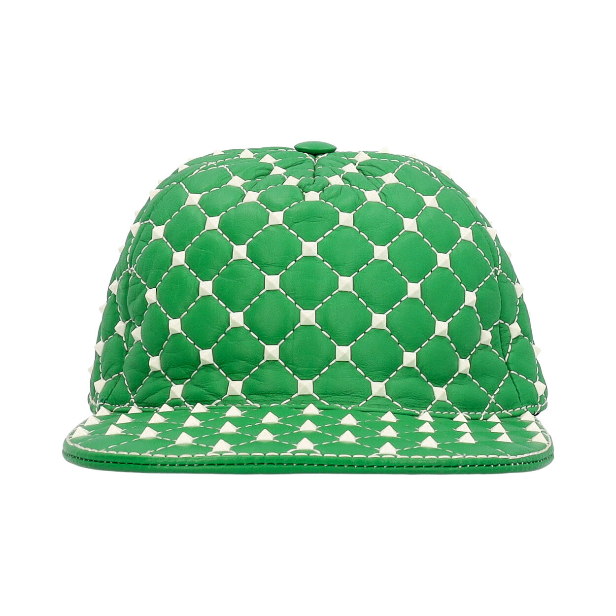 VALENTINO Leather Rockstud Spike Cap Green | Luxity
