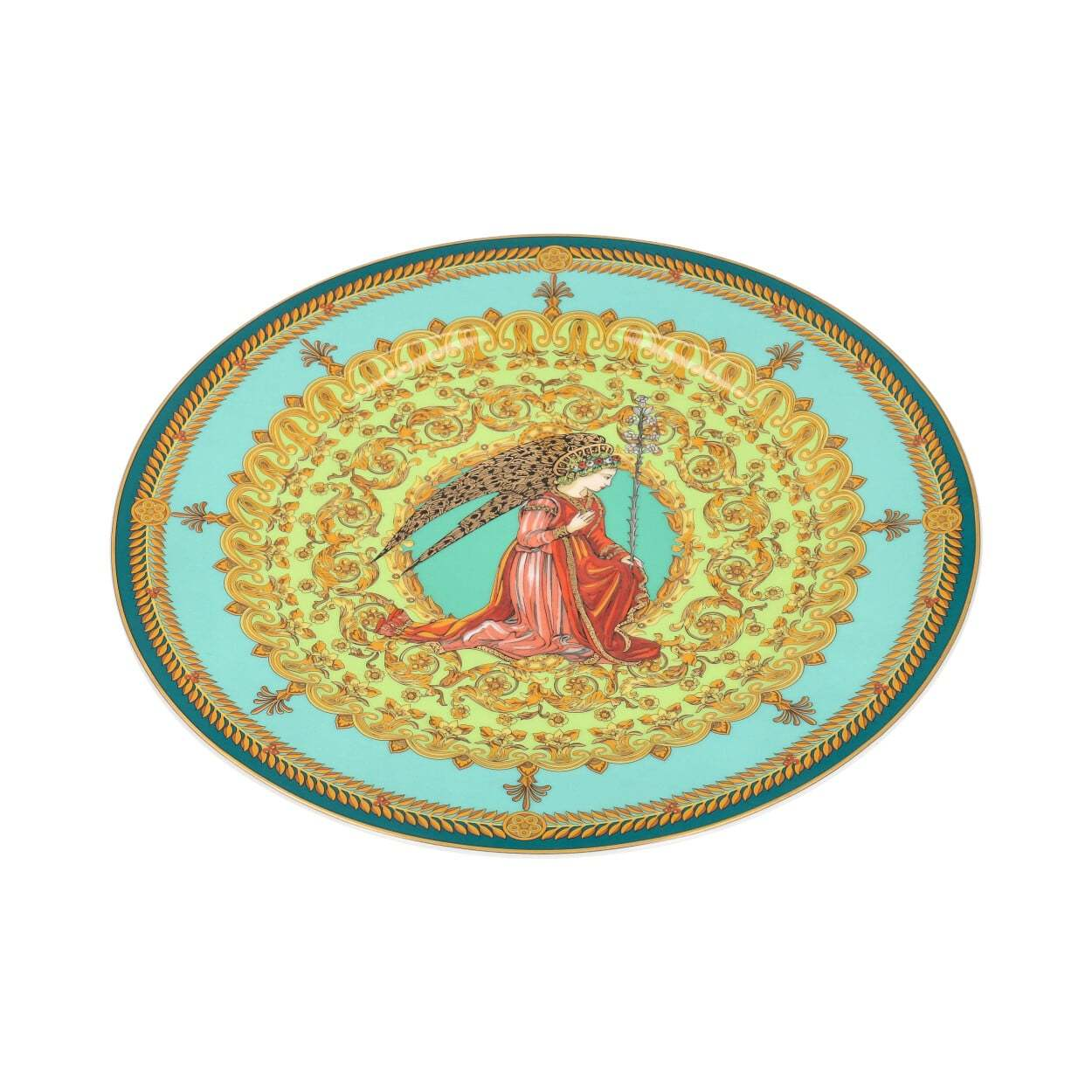 VERSACE Ceramic L'Ange Gabriel Plate Green | Luxity
