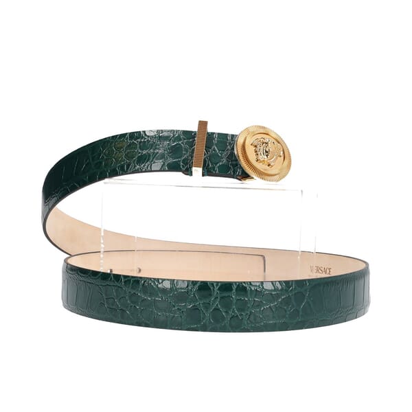 Leather Medusa Biggie Belt Green - S: 95 (38)