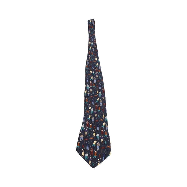 Silk Golf Print Tie Blue