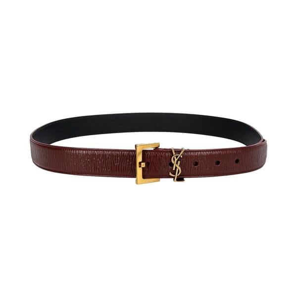Leather YSL Cassandre Belt Burgundy - S: 95 (38)