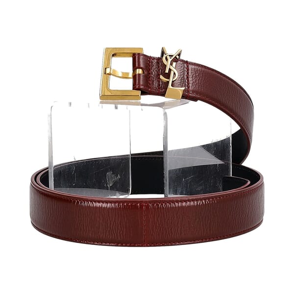 Leather YSL Cassandre Belt Burgundy - S: 95 (38)